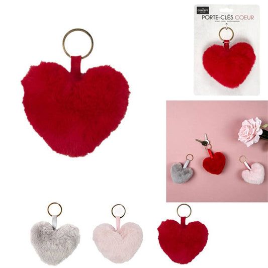 Portachiavi a forma di cuore in peluche